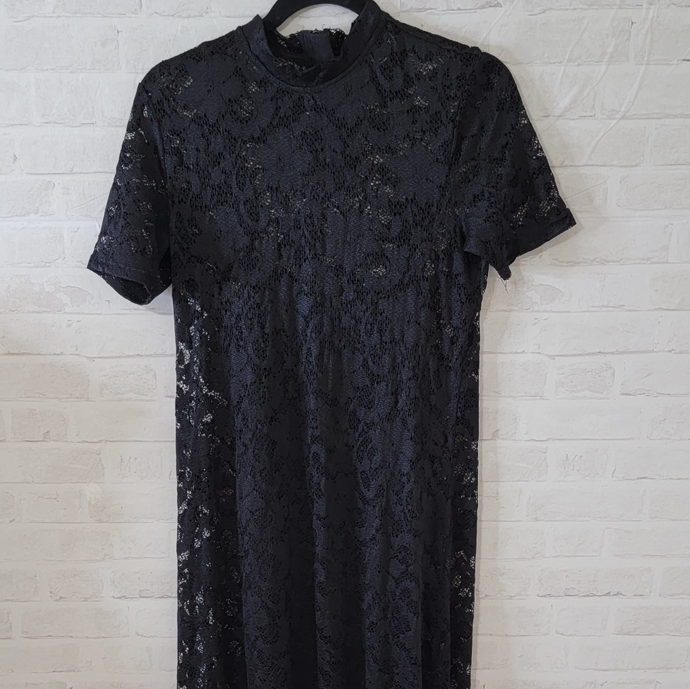 Forever 21 Black Sheath Maxi Dress Mock Neck